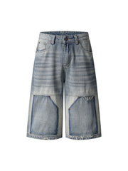 Vintage Patchwork Raw Edge Cropped Jort