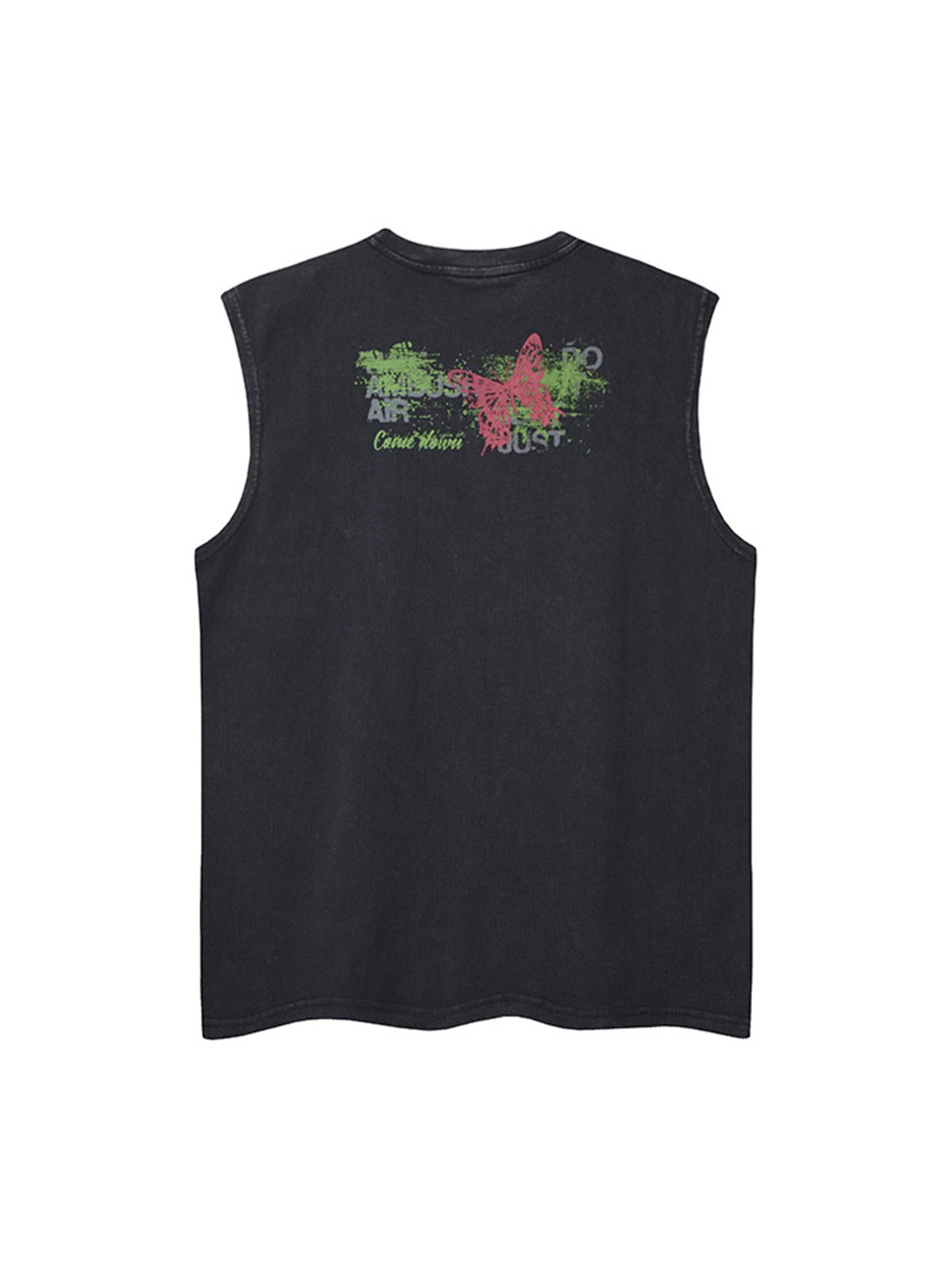 Distressed Graphic Butterfly Print Vest