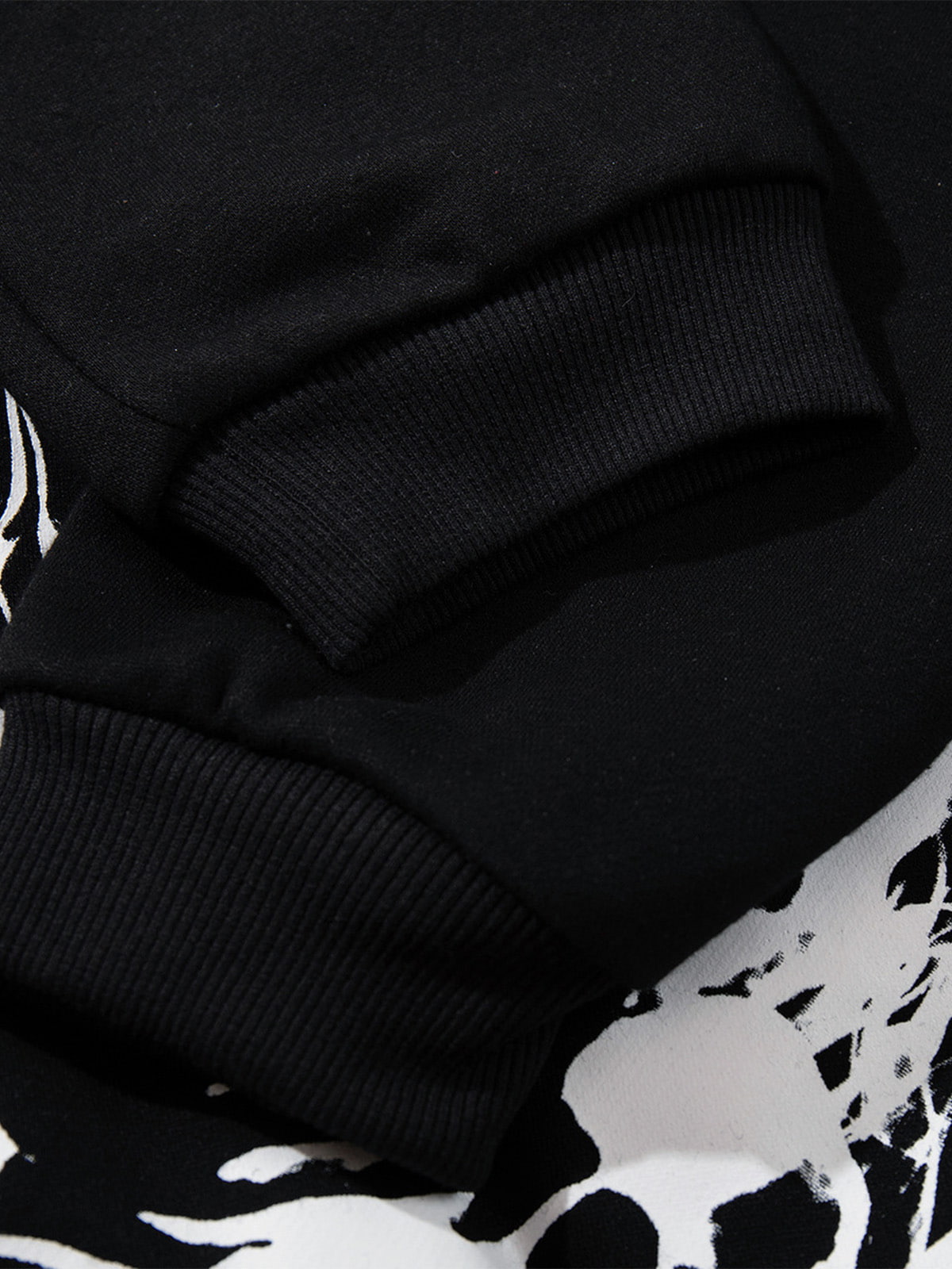 Street Washed Distressed Dark Skeletons Print Hoodie