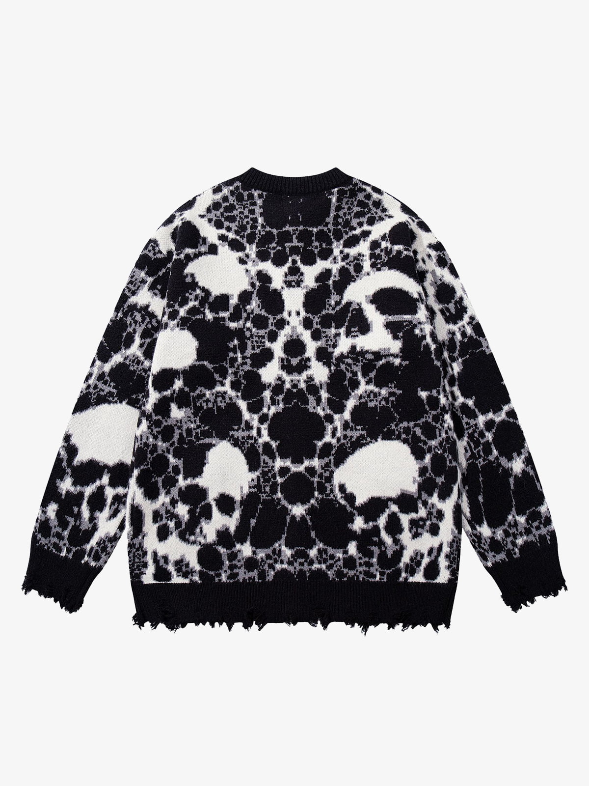Vintage Skull Leopard Jacquard Knitted Cardigan