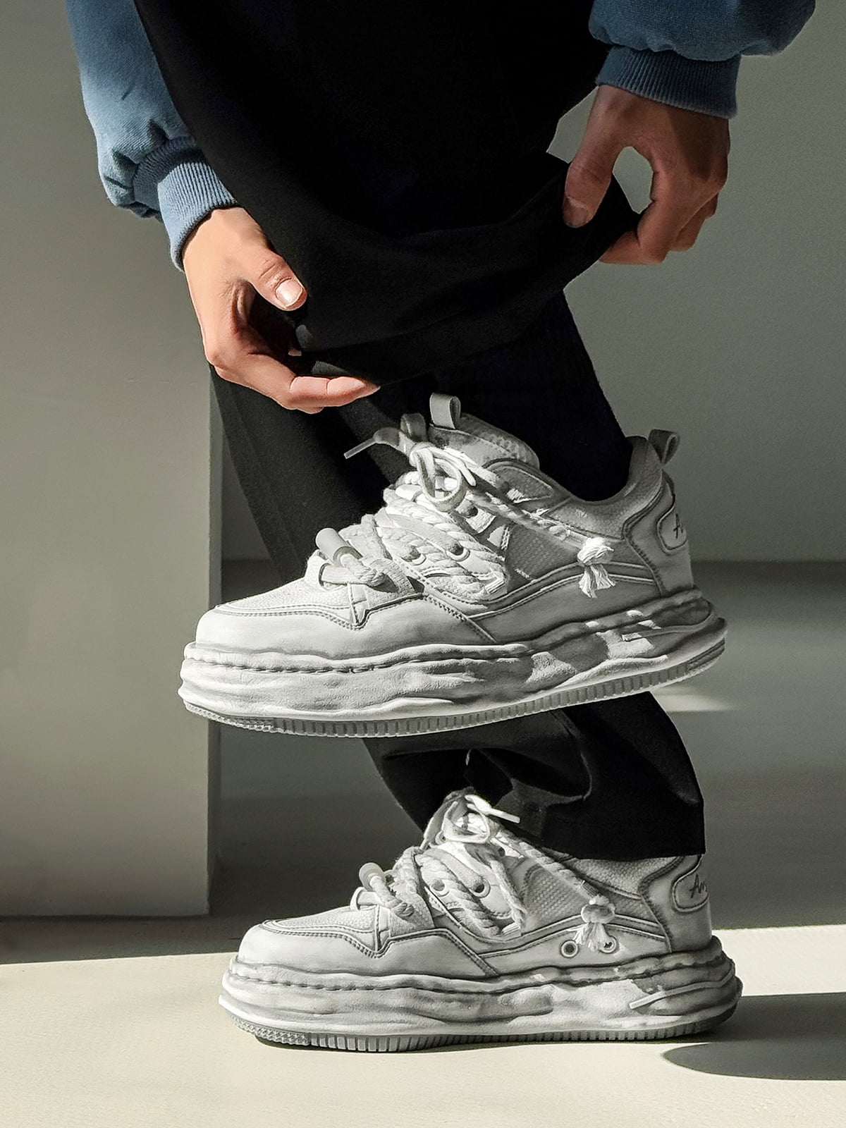 Deconstructed Distressed Chunky Street Sneakers