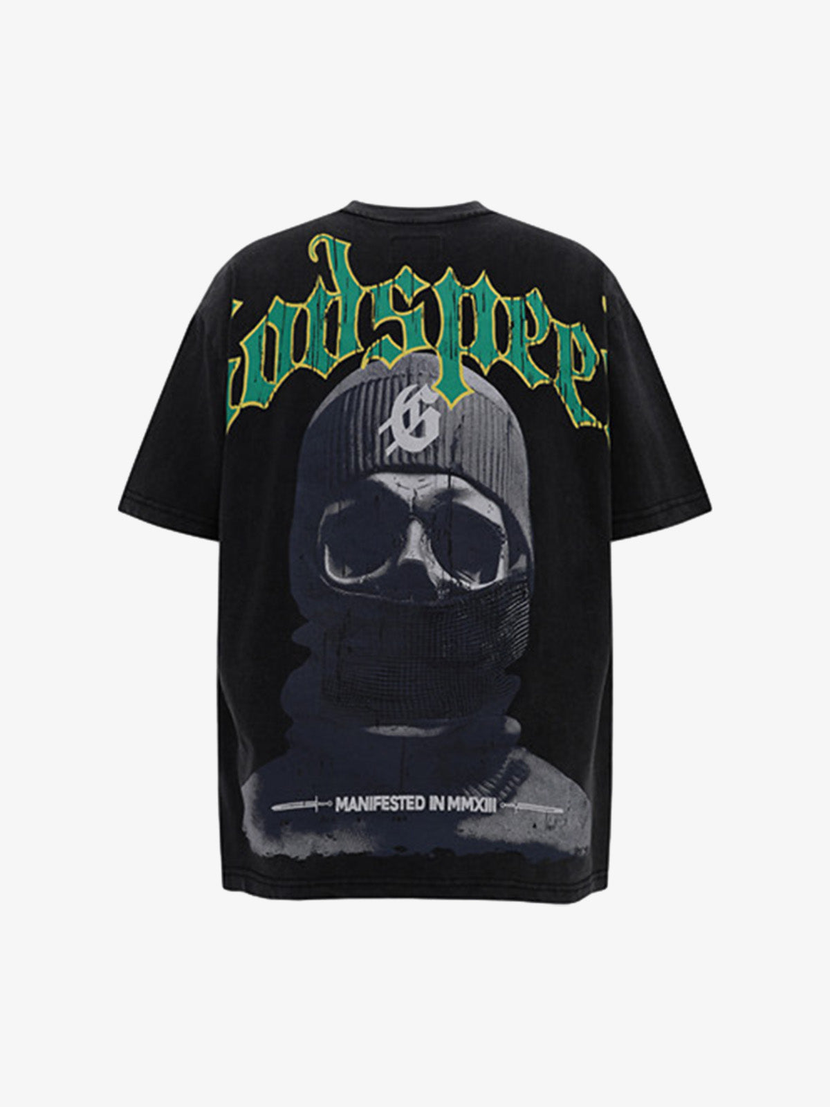 Mask Skull West Coast Hip-Hop Print T-Shirt