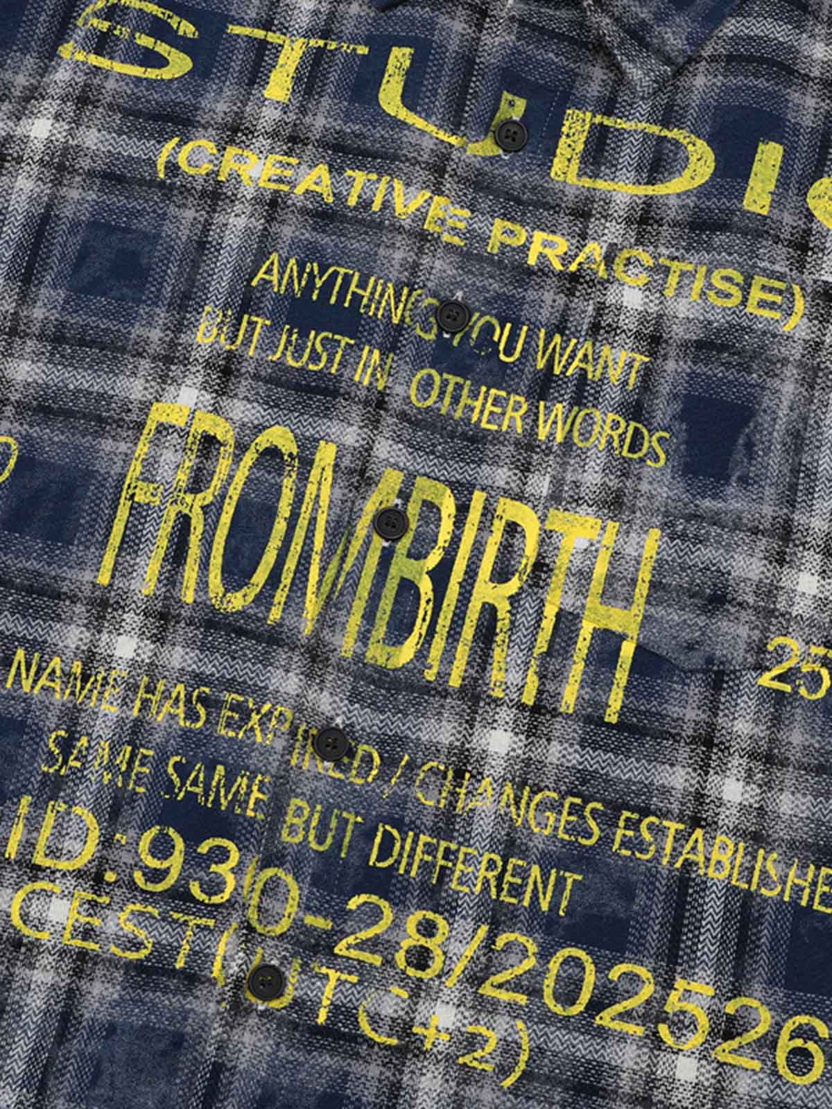 Yellow Plaid Letter Print Shirt