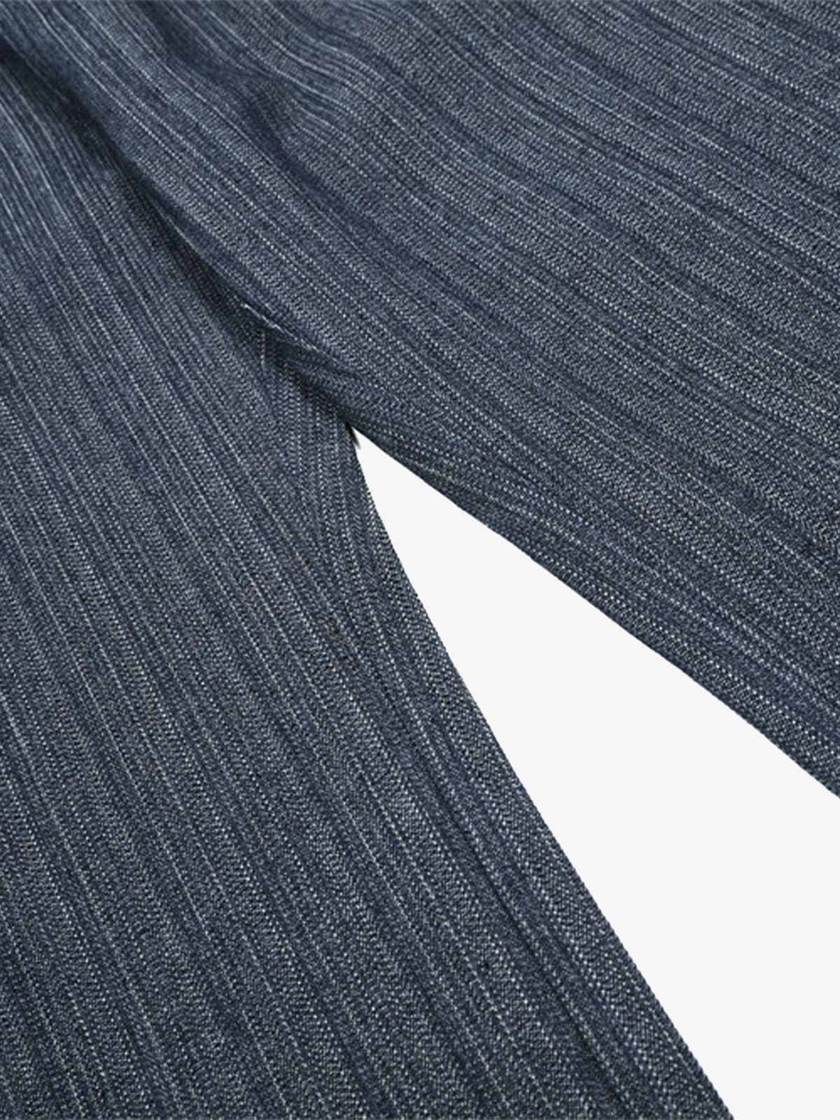Vintage Denim Striped Texture Flare Jeans