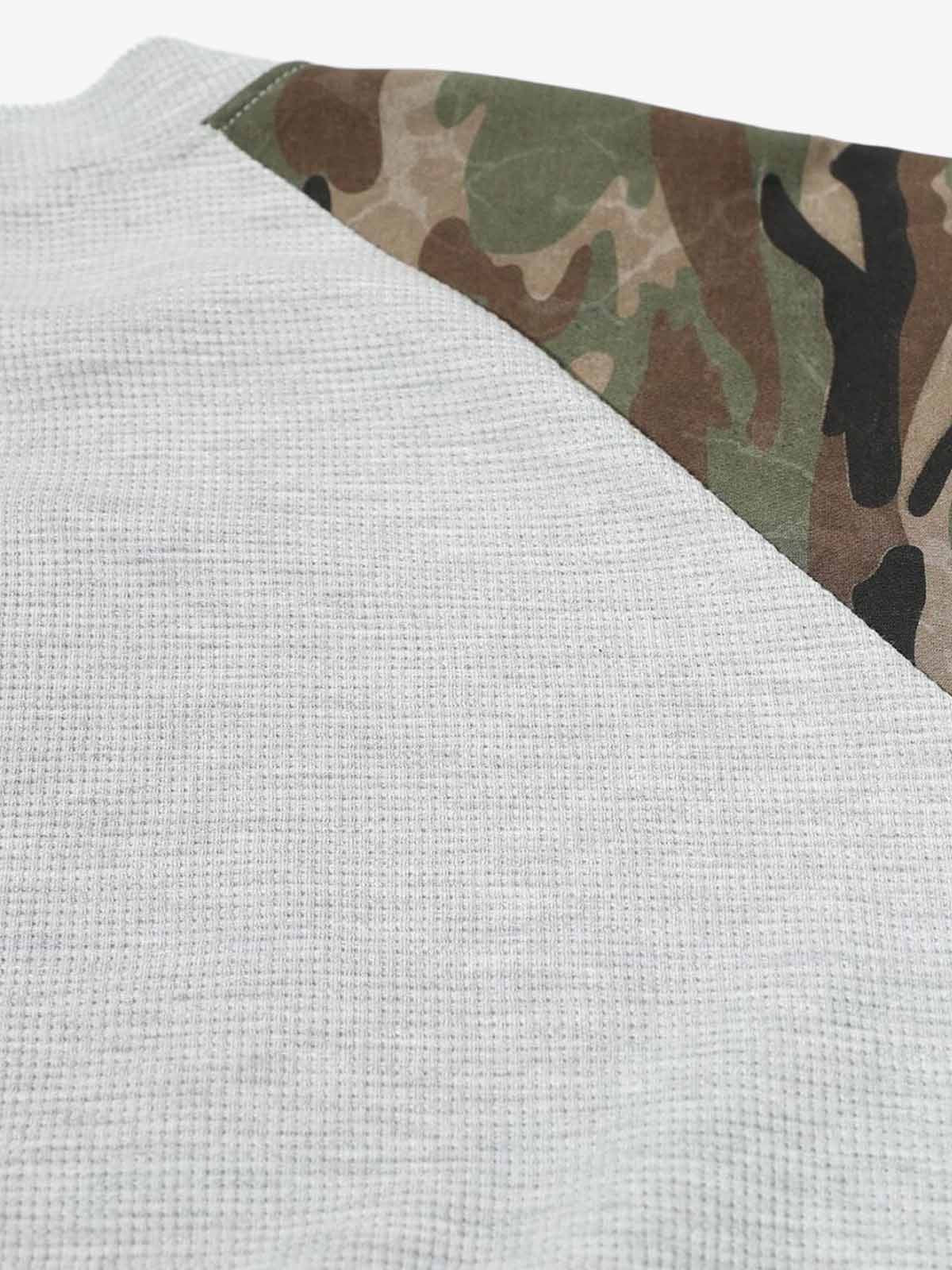 Camouflage Stitching Raglan Long Sleeve T-Shirt
