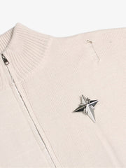 Heavy Cut Turtleneck Cardigan Zipper Sweater