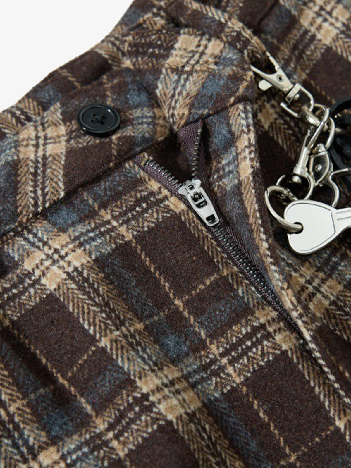Vintage Plaid Pleated Multi-Pocket Cargo Casual Pants