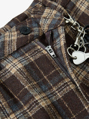 Vintage Plaid Pleated Multi-Pocket Cargo Casual Pants
