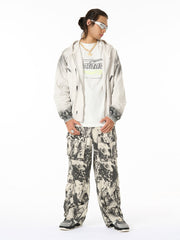 Hip Hop Distressed Dirty Spray Wash Hooded Sweatshirt