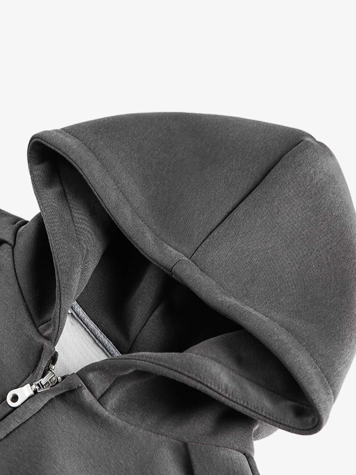 Street Deconstructed Split Zippered Hooded Sweatshirt