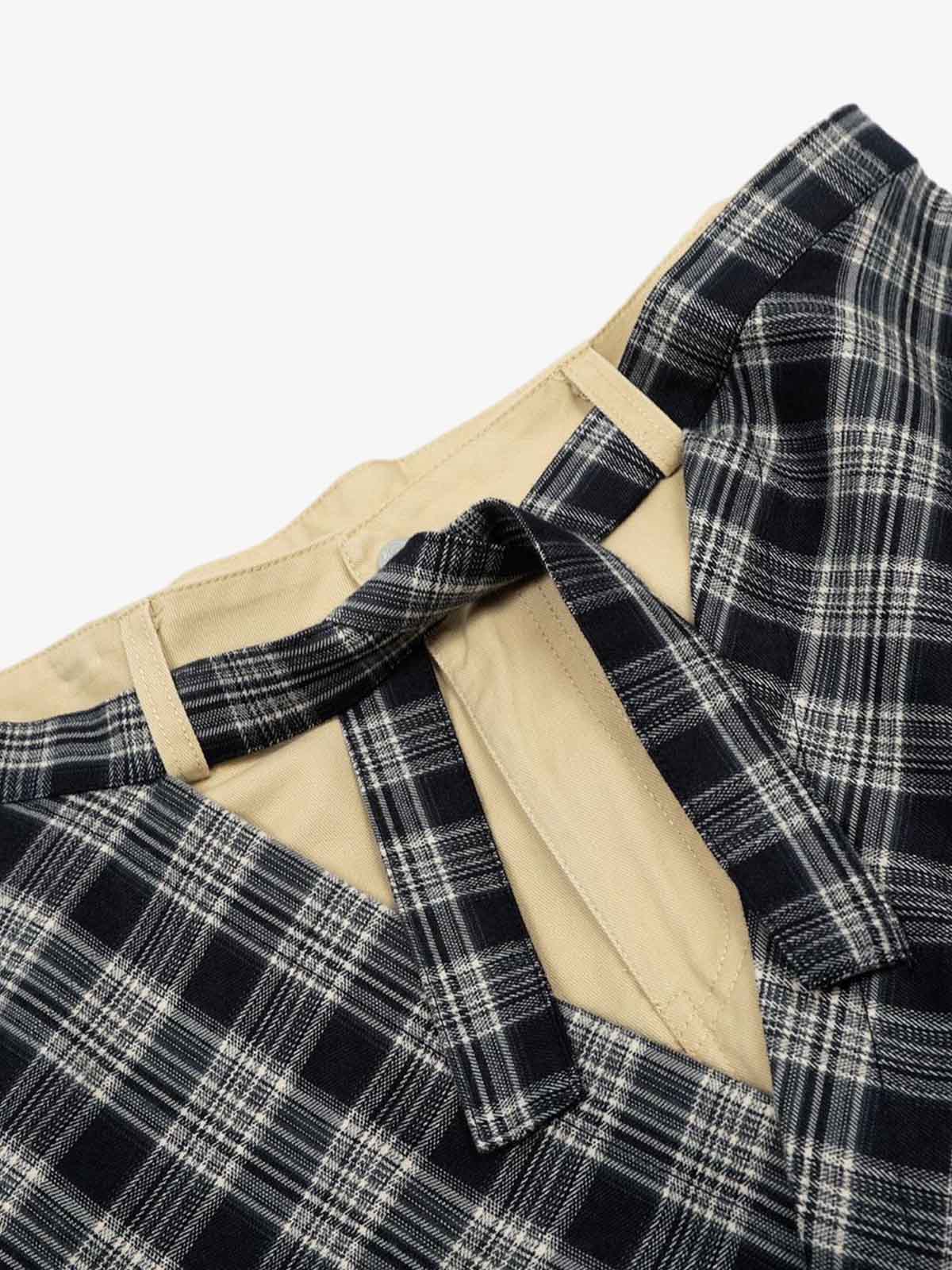Plaid Decorative Patchwork Loose Pants