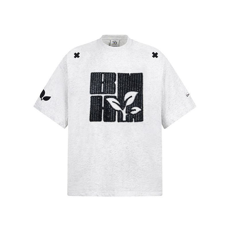 Street Heavy Embroidered Floral T-Shirt
