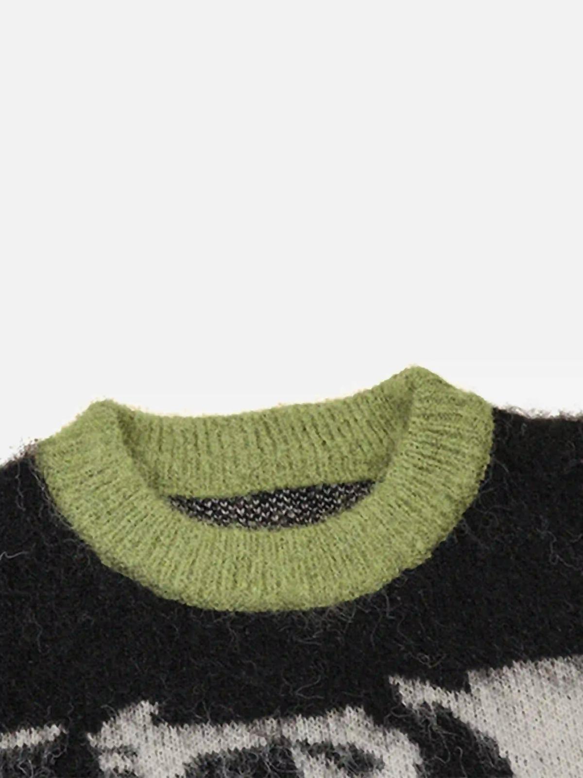 Facial Pattern Mohair Sweater