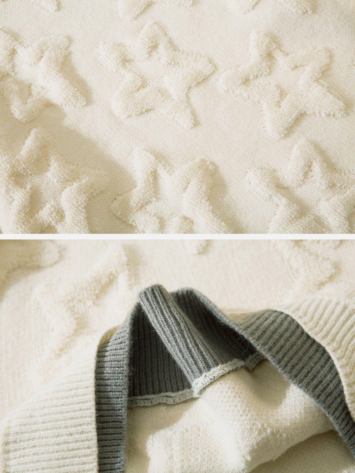 Fake Two 3D Star Graphics Sweater