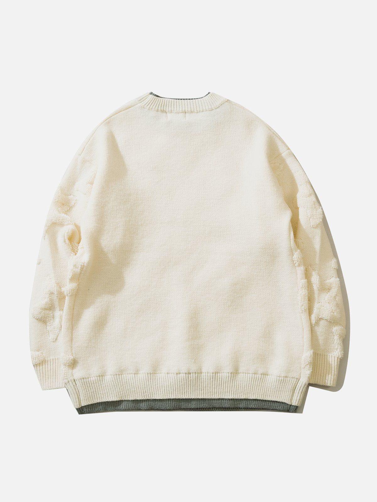 Fake Two 3D Star Graphics Sweater