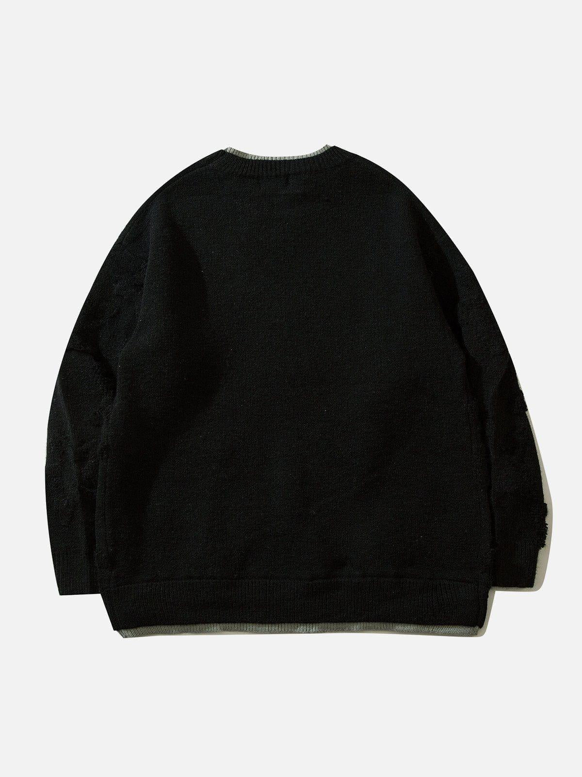 Fake Two 3D Star Graphics Sweater