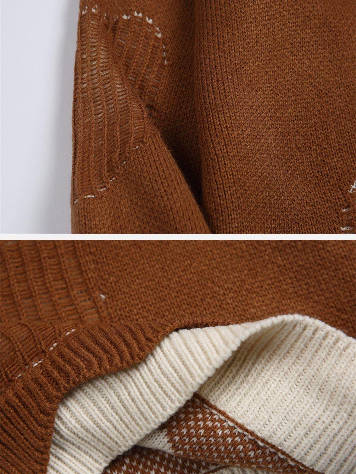 Fake Two Breakage Design Sweater