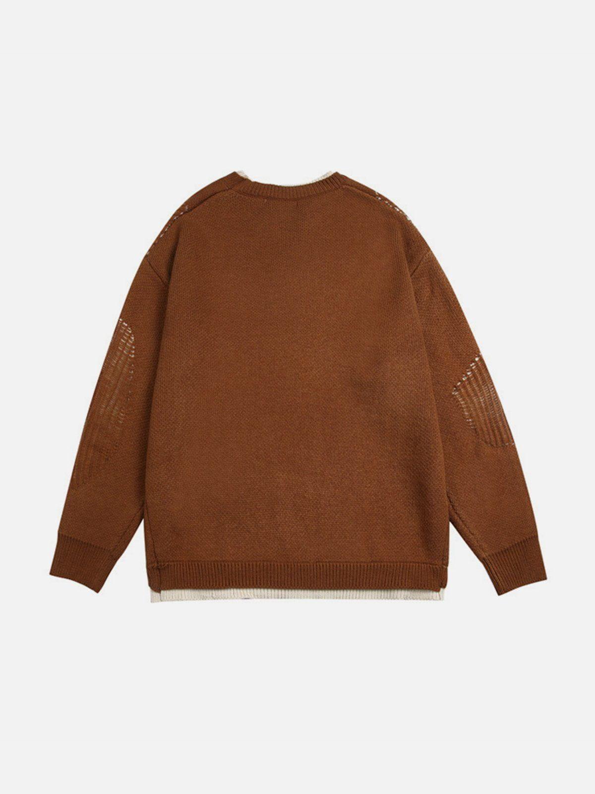 Fake Two Breakage Design Sweater