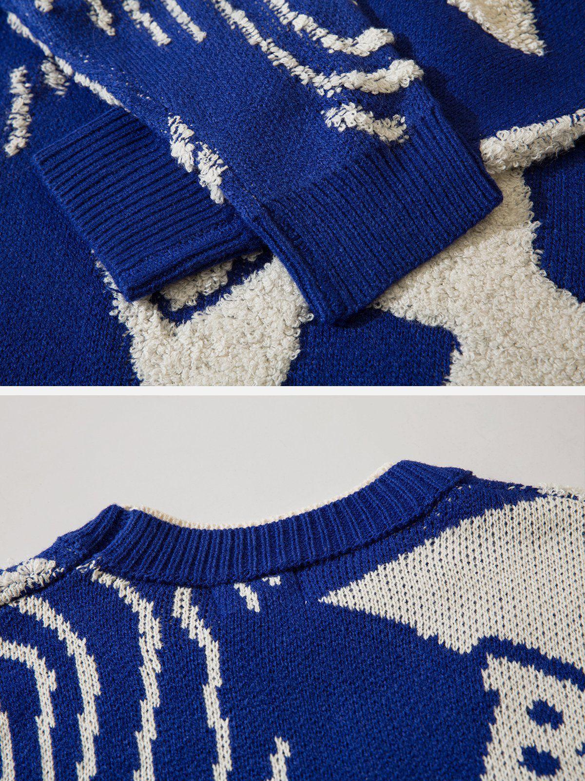 Fake-Two Flocking Patchwork Sweater