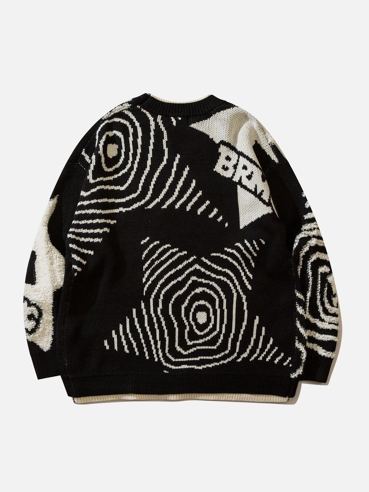 Fake-Two Flocking Patchwork Sweater