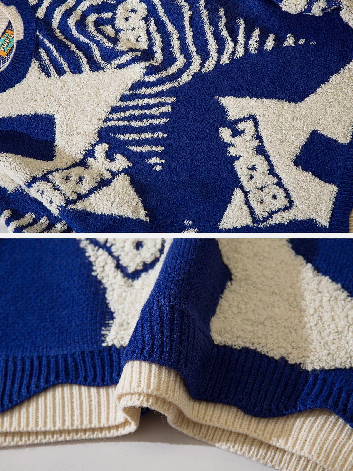Fake-Two Flocking Patchwork Sweater