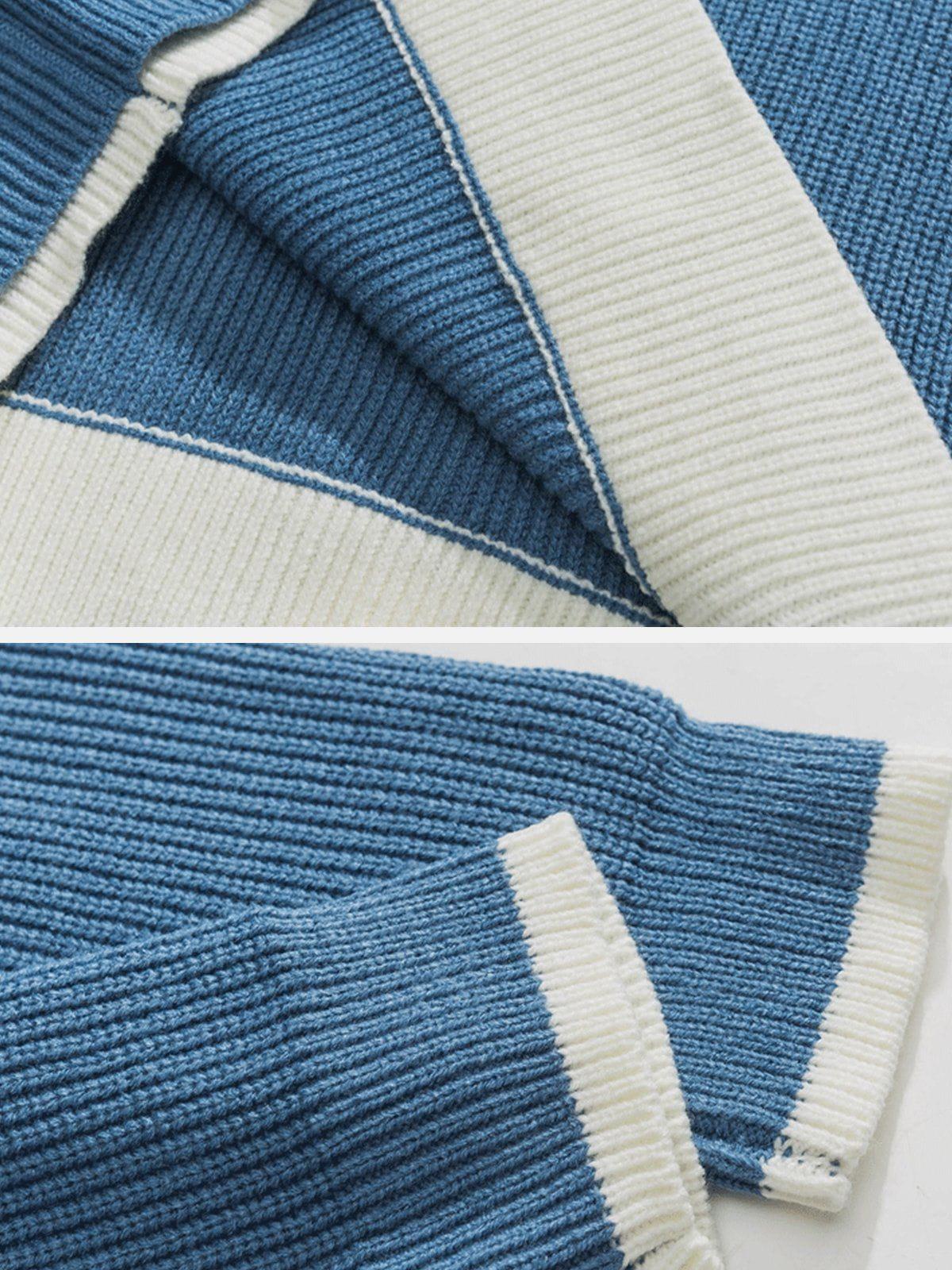 Fake Two Patchwork Knit Sweater