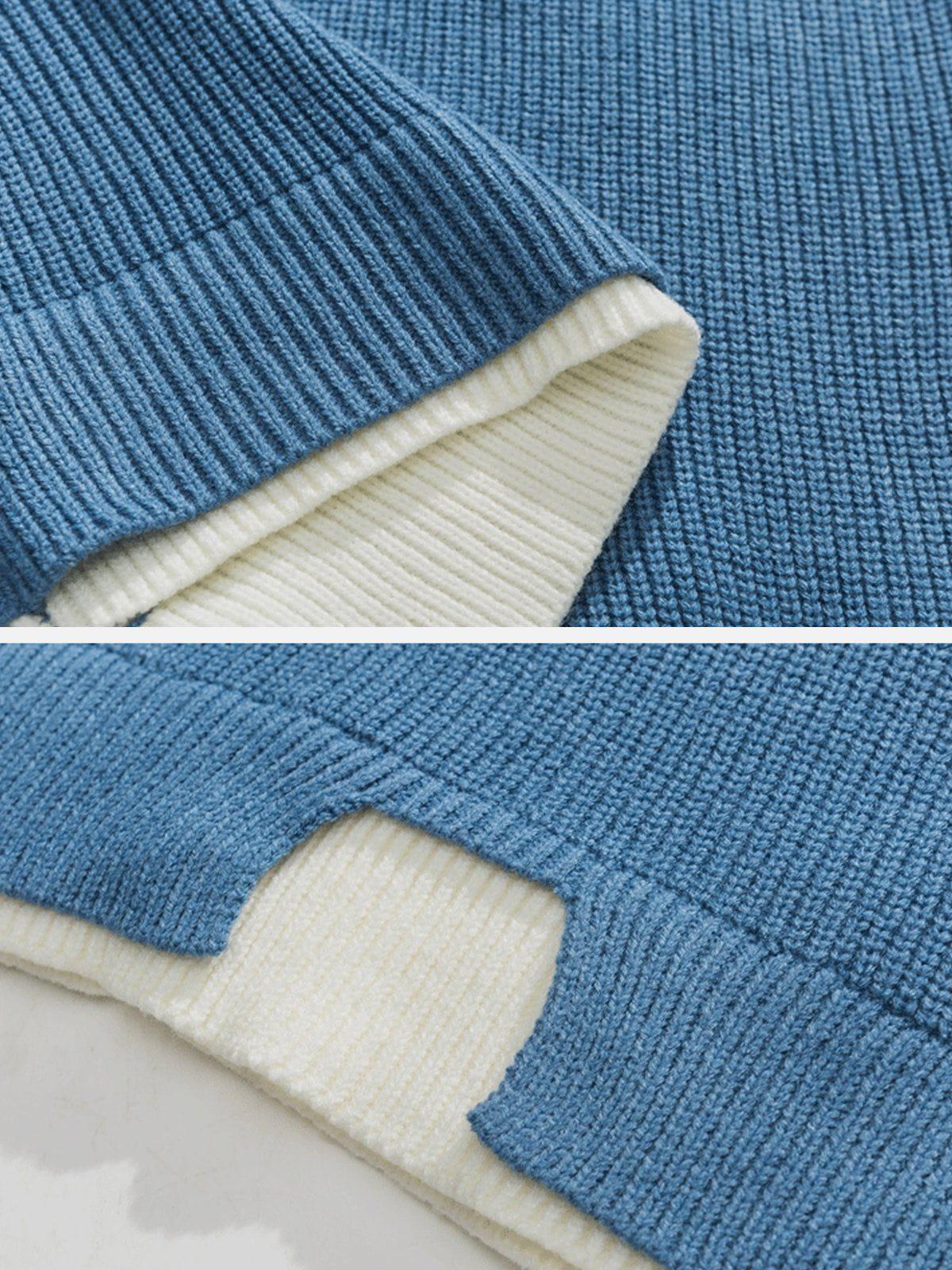 Fake Two Patchwork Knit Sweater