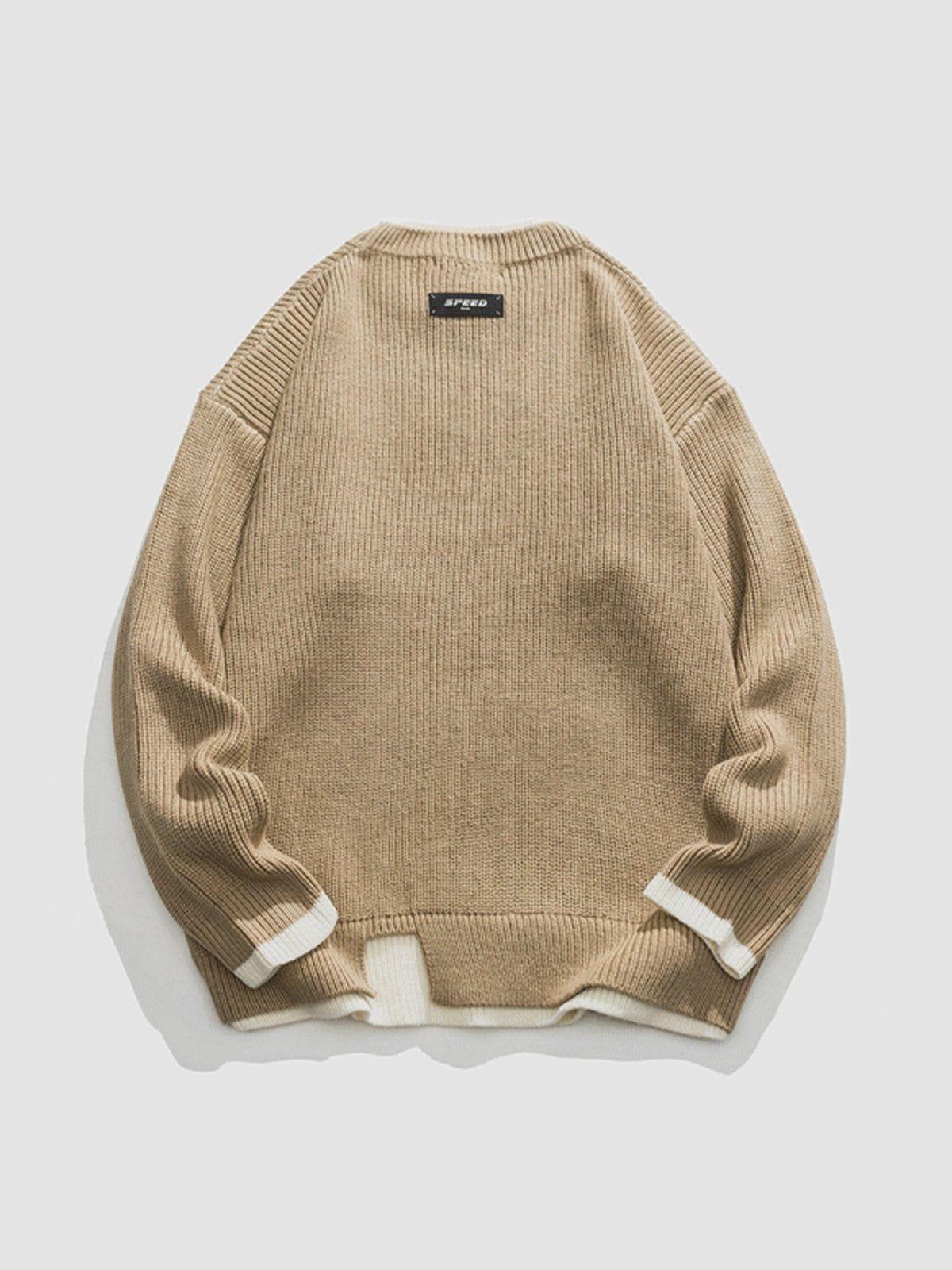Fake Two Patchwork Knit Sweater
