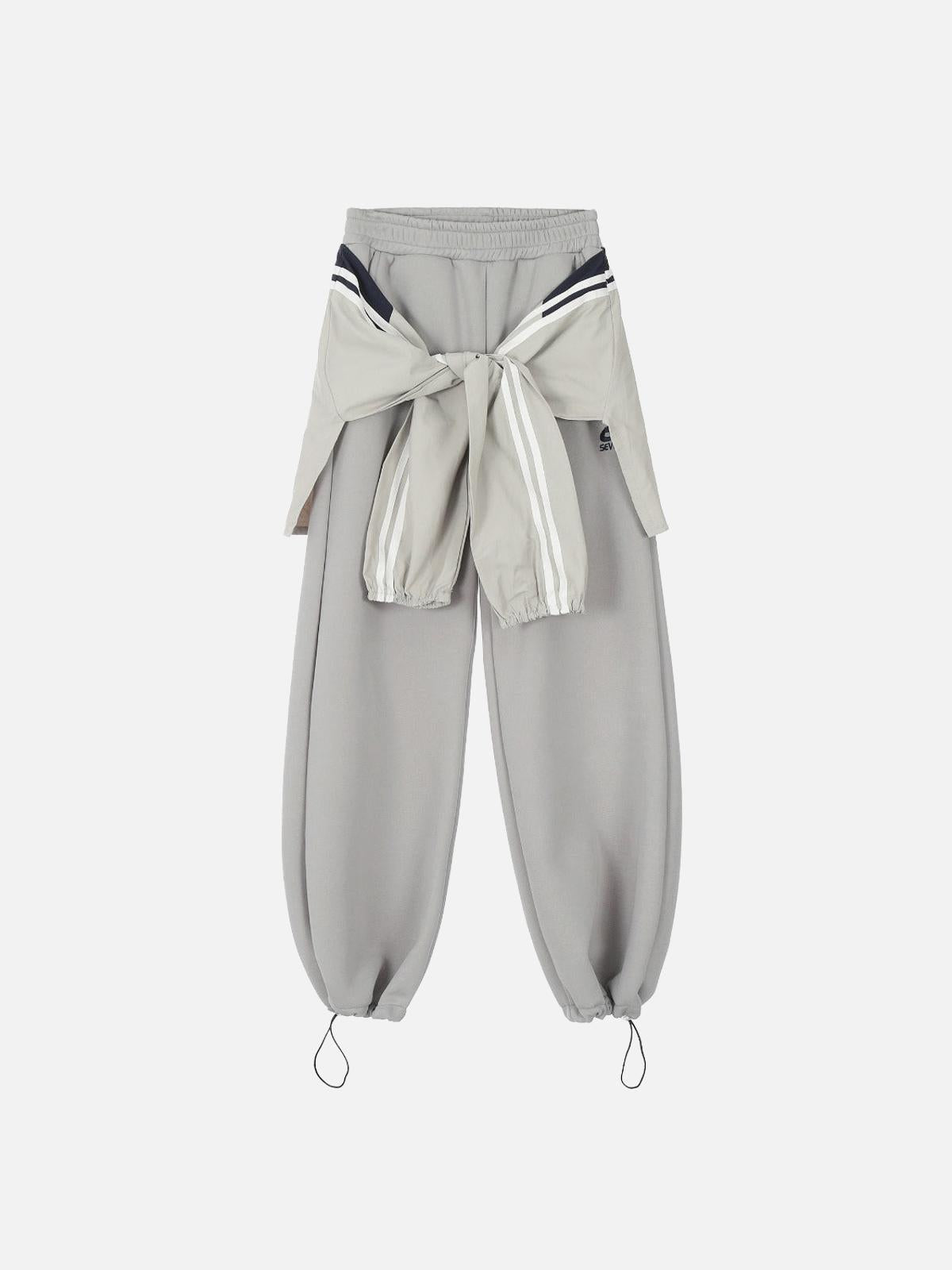 Fake Two-Piece Drawstring Sweatpants