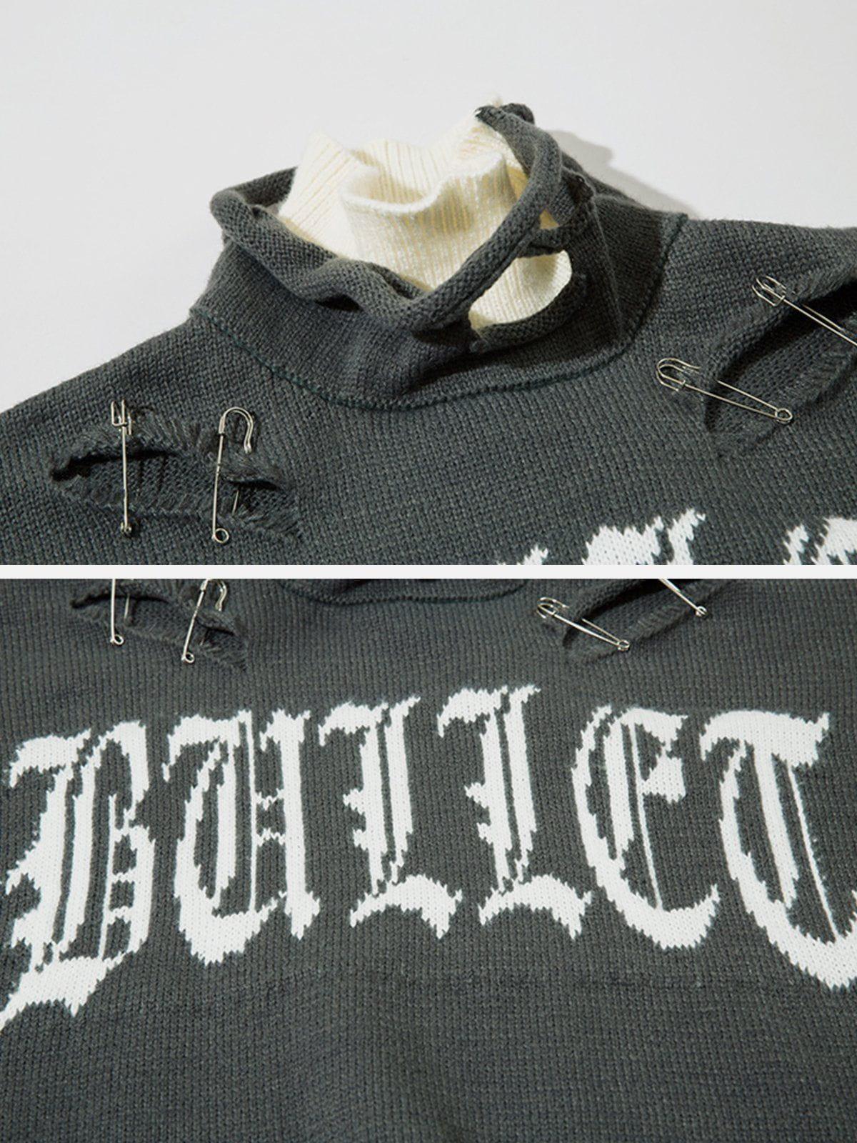 Fake Two-Piece Pin Design Sweater