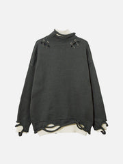 Fake Two-Piece Pin Design Sweater