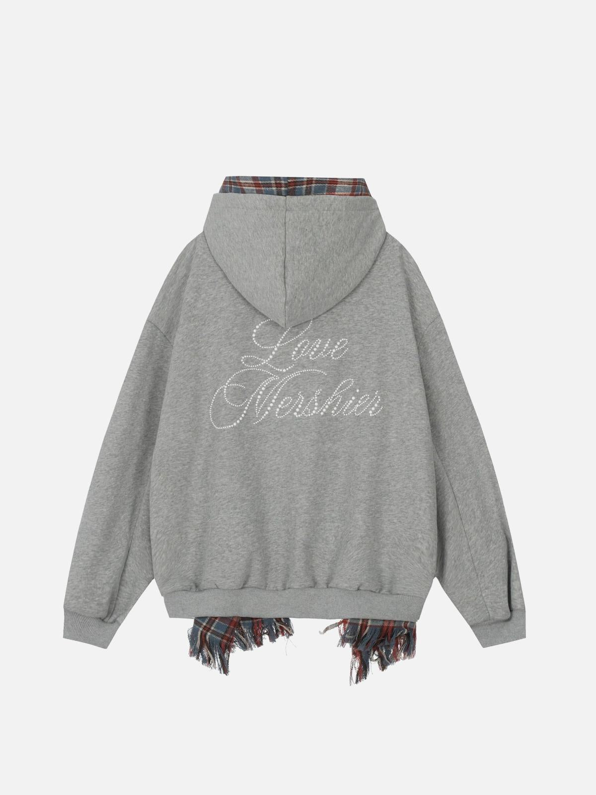 Fake Two Piece Plaid Scarf Hoodie
