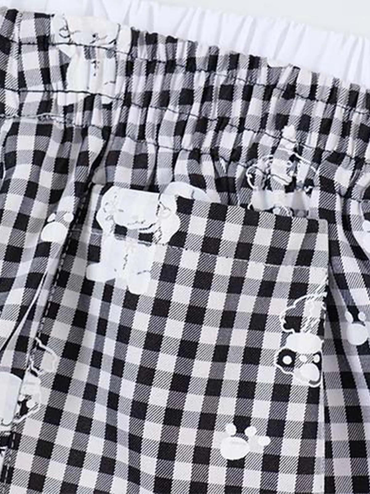 Fake Two-Piece Print Plaid Sweatpants