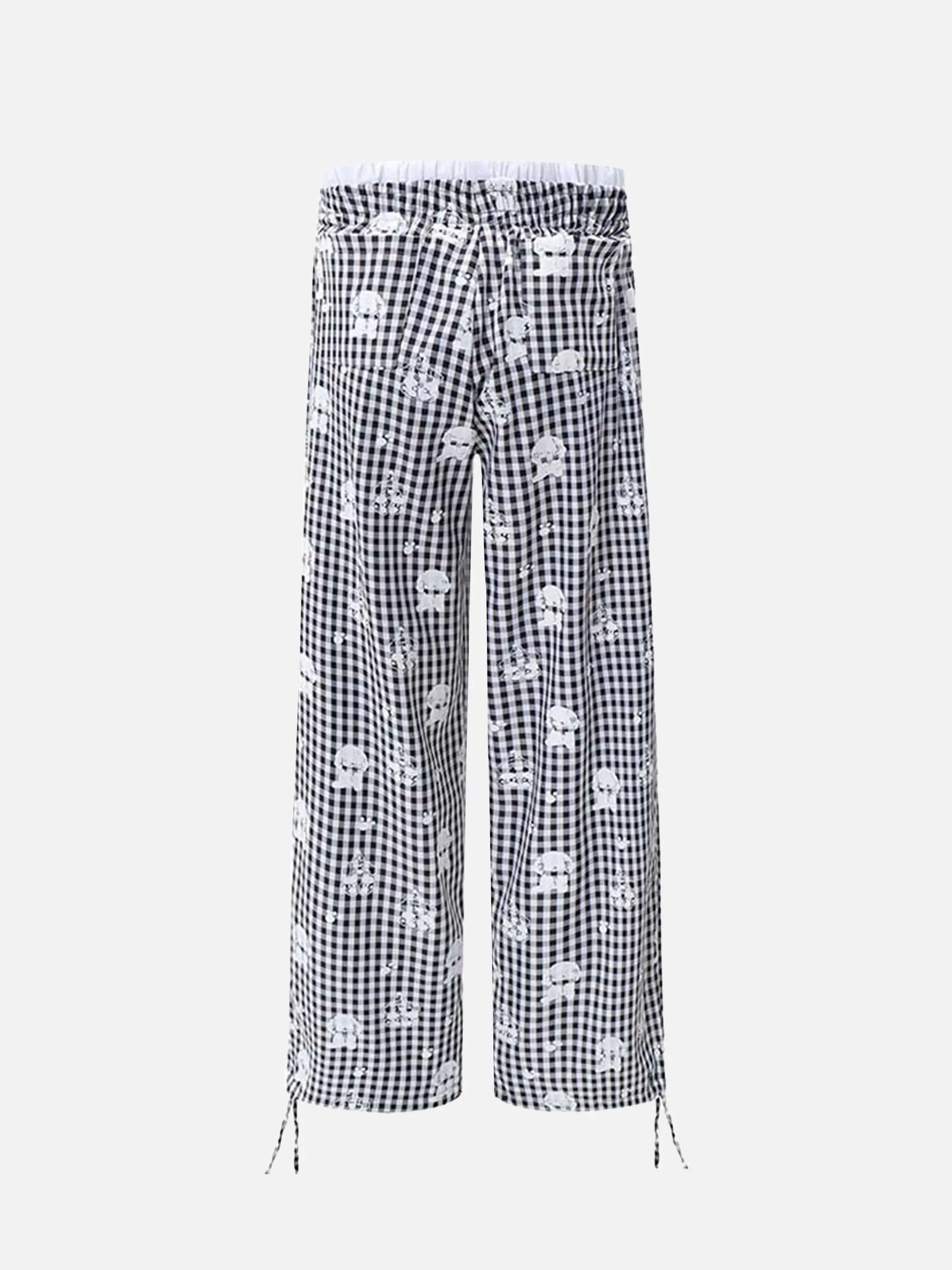 Fake Two-Piece Print Plaid Sweatpants