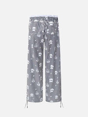 Fake Two-Piece Print Plaid Sweatpants