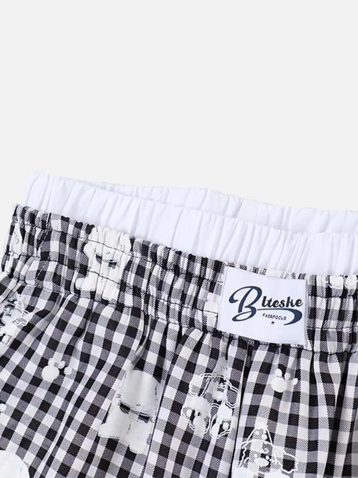 Fake Two-Piece Print Plaid Sweatpants