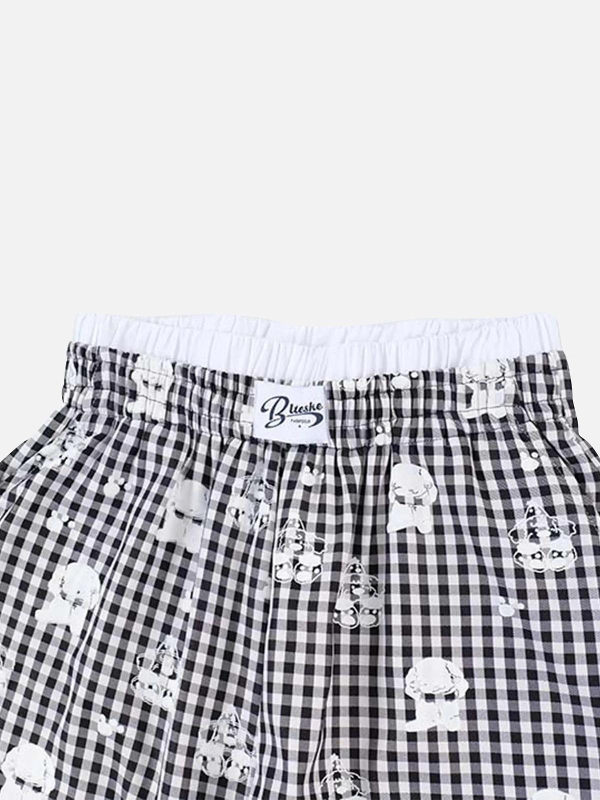Fake Two-Piece Print Plaid Sweatpants