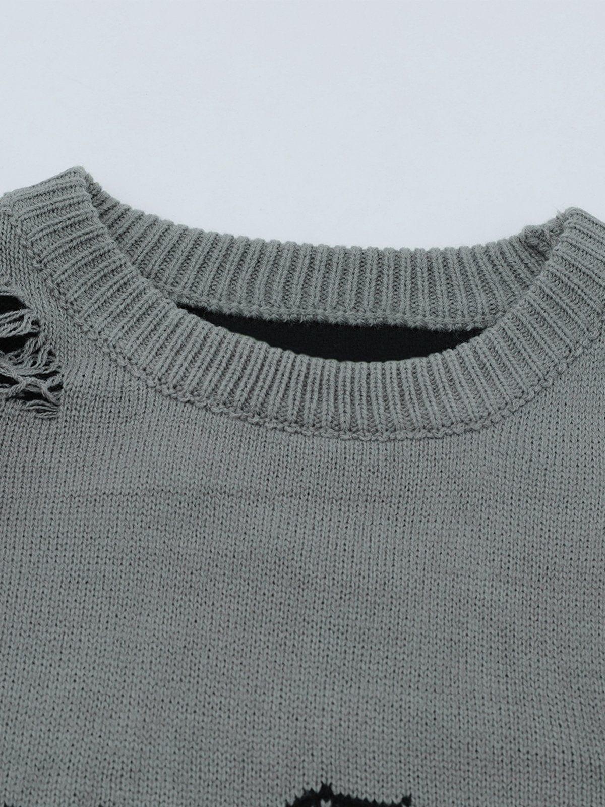 Fake Two Ripped Hole Sweater