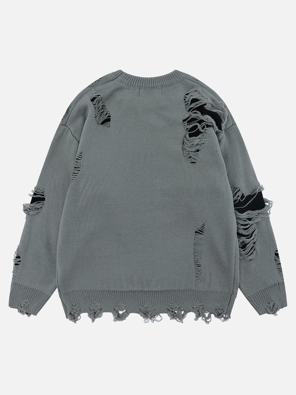 Fake Two Ripped Hole Sweater