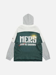 Faux Two-Piece Contrast Color Stitching Hoodie