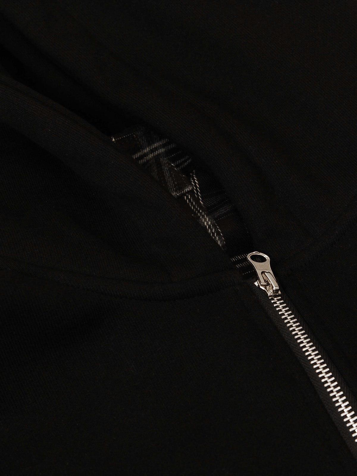Faux Two-Piece Plaid Fleece Hooded Jacket