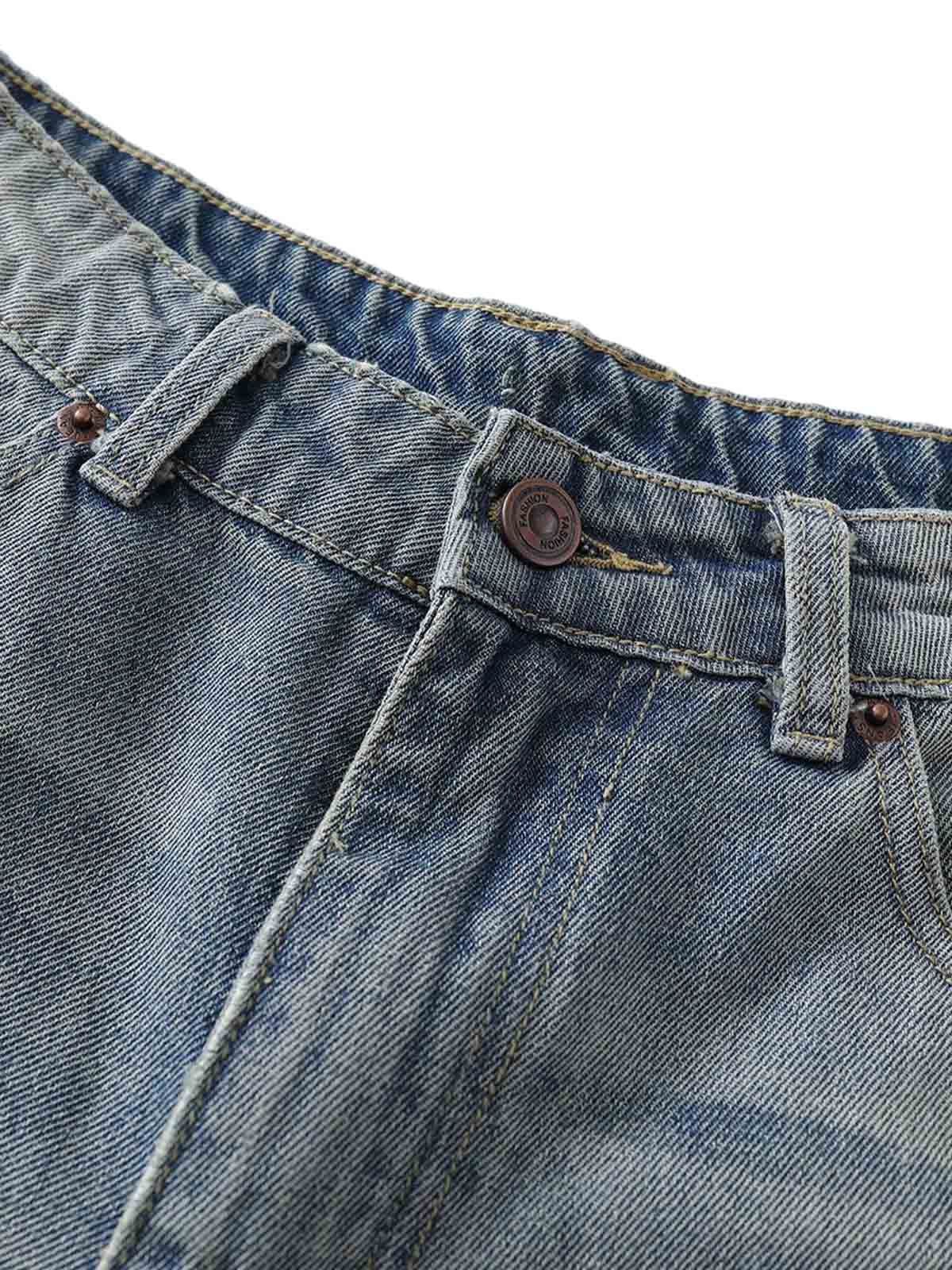 Vintage Patchwork Raw Edge Cropped Jort