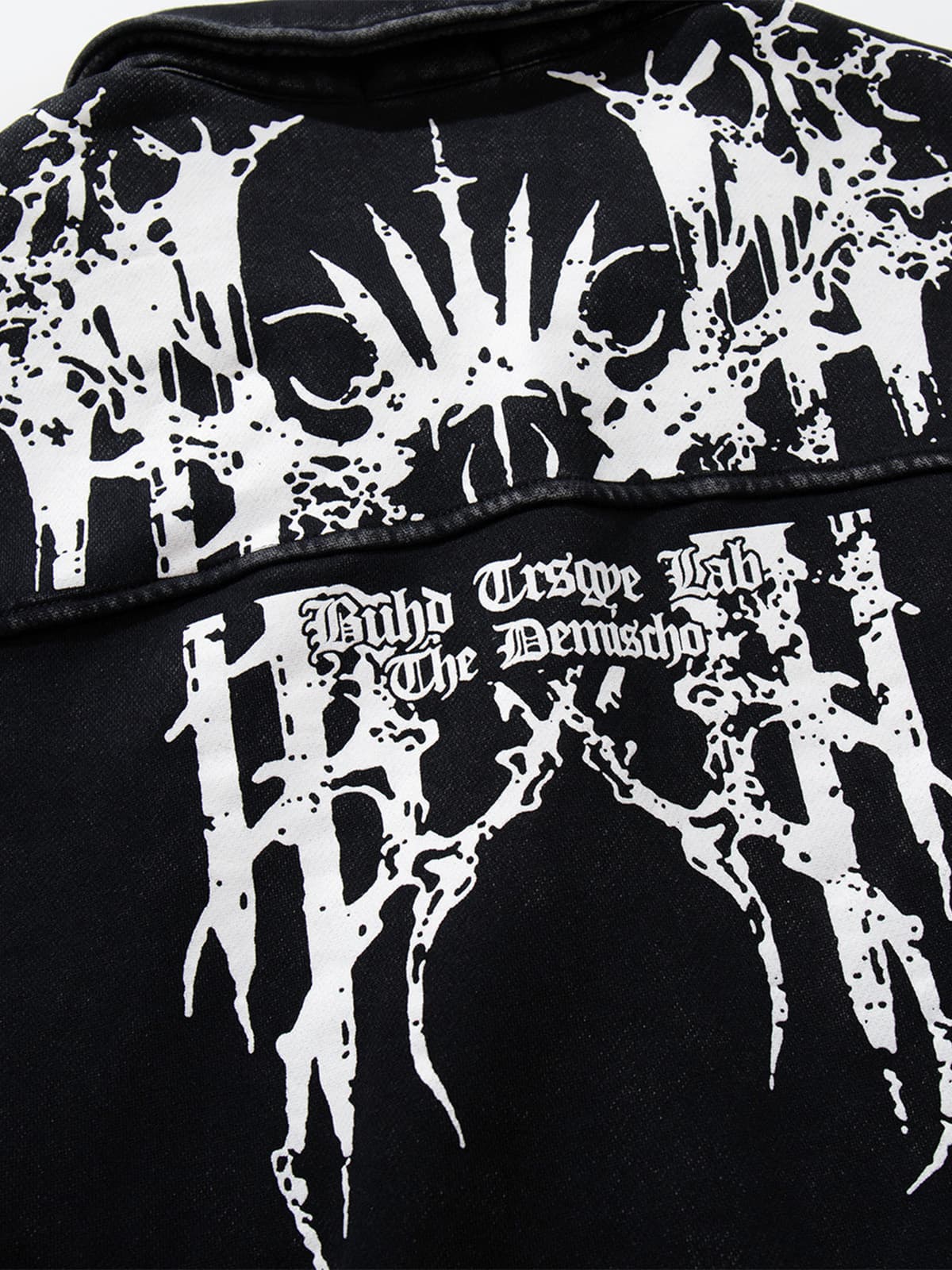 Retro Dark Skull Cross Print Lapel Zipper Jacket