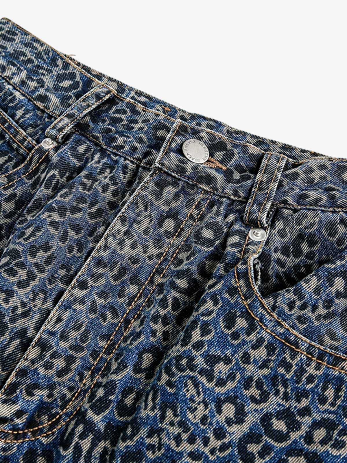 Denim Street Leopard Print Barrel Jeans