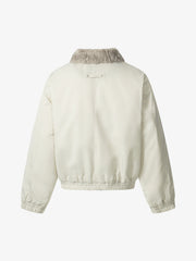 Faux Fur Collar Zipper Padded Bomber Jacket