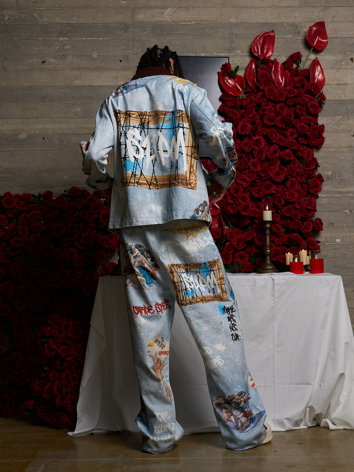 Retro Artistic Graffiti Angelic Prints Baggy Jeans