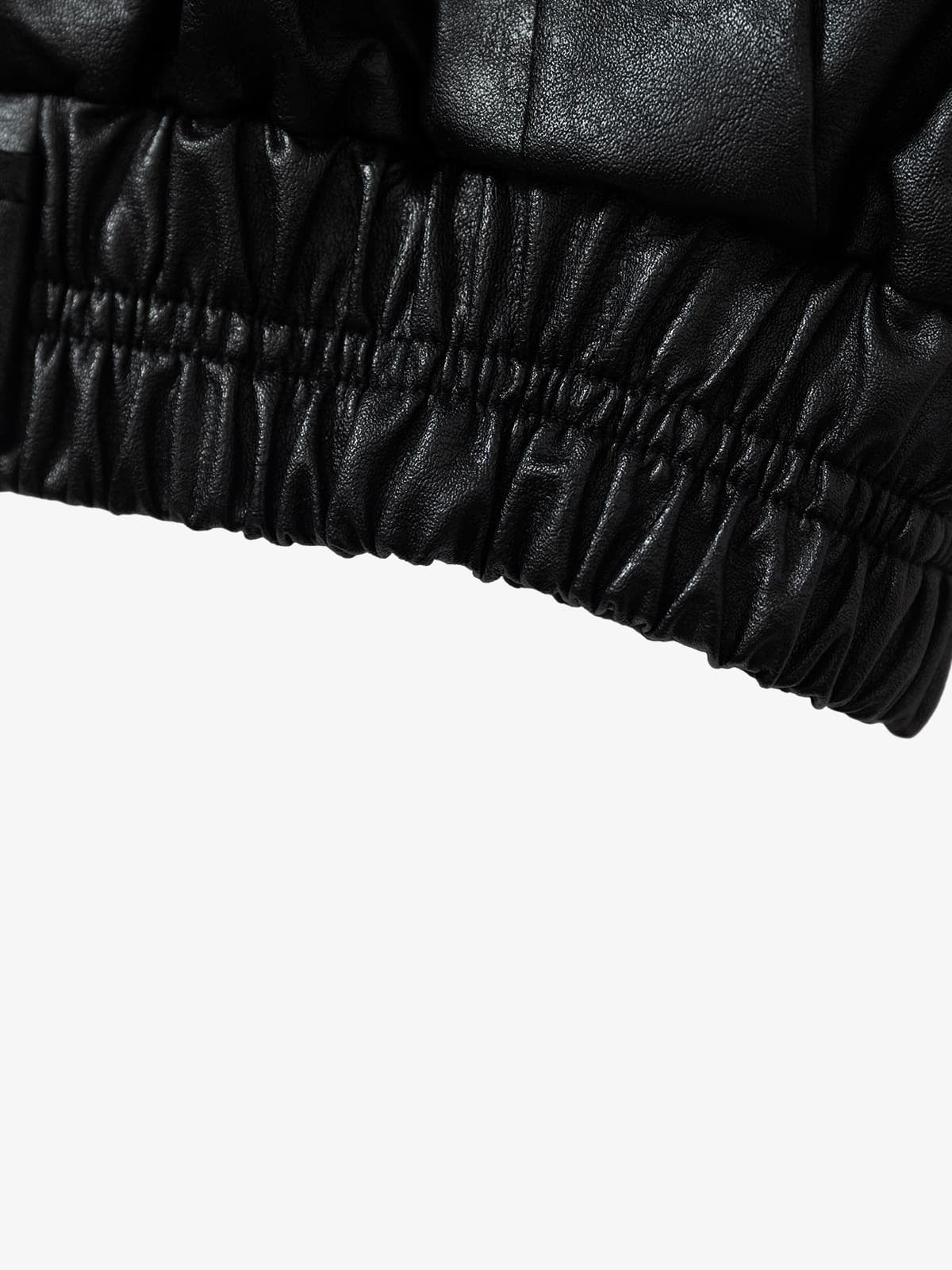 Vintage Detachable Fur Collar Quilted Leather Jacket