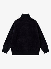 Street Spider And Butterfly Patterns Fluffy Zipper Sweater