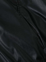 Boxy Hooded PU Leather Racing Jacket