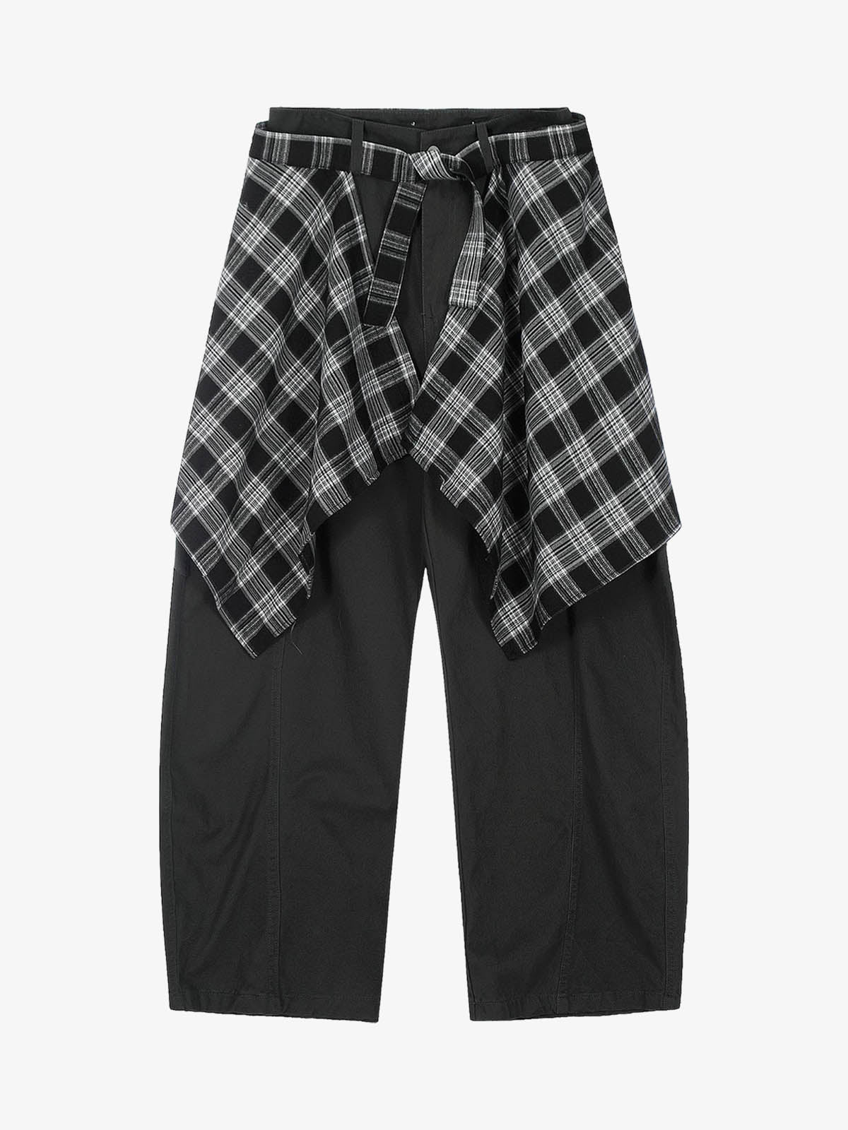 Plaid Decorative Patchwork Loose Pants